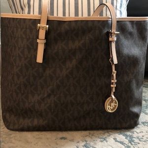 Michael Kors Jet Set brown and tan large tote